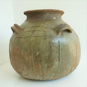 primitive French Dordogne Terracotta Glazed Storage Jar