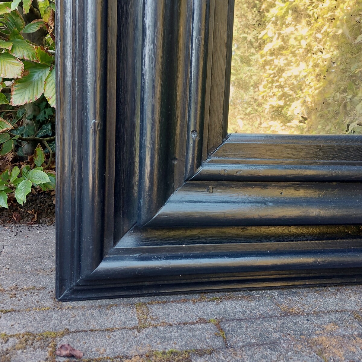 1700 A Large 19th Century Oak Ebonised Mirror The Moulding Are From A Ealier Date