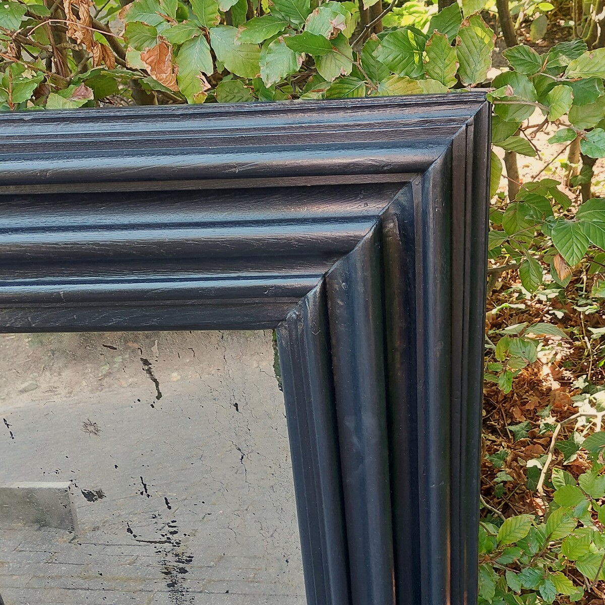 1700 A Large 19th Century Oak Ebonised Mirror The Moulding Are From A Ealier Date