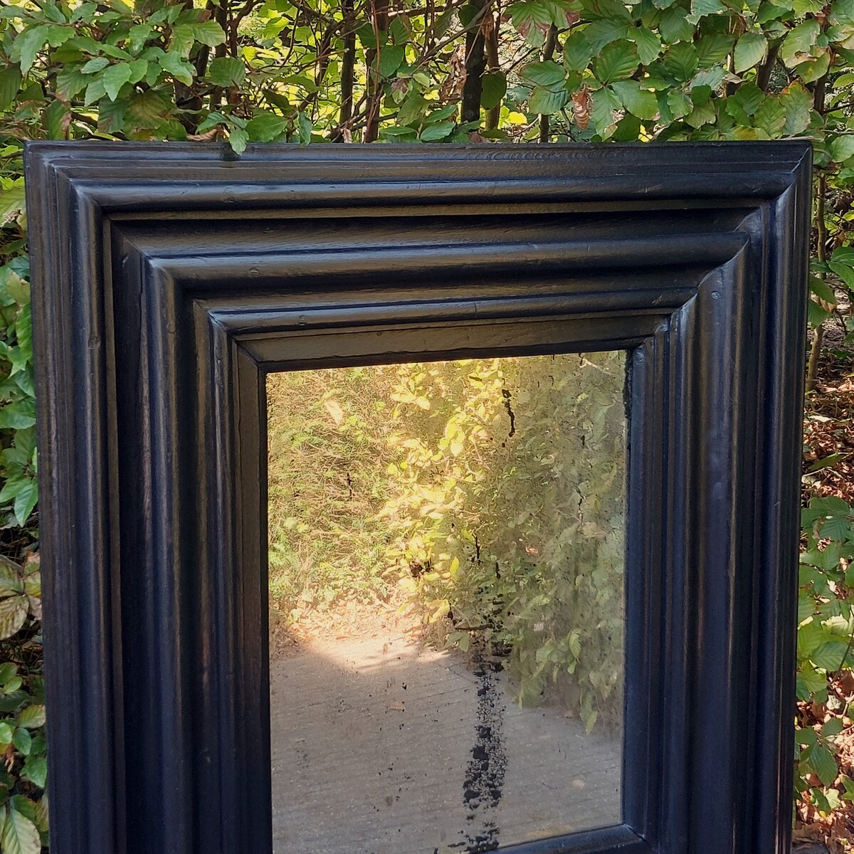 1700 A Large 19th Century Oak Ebonised Mirror The Moulding Are From A Ealier Date