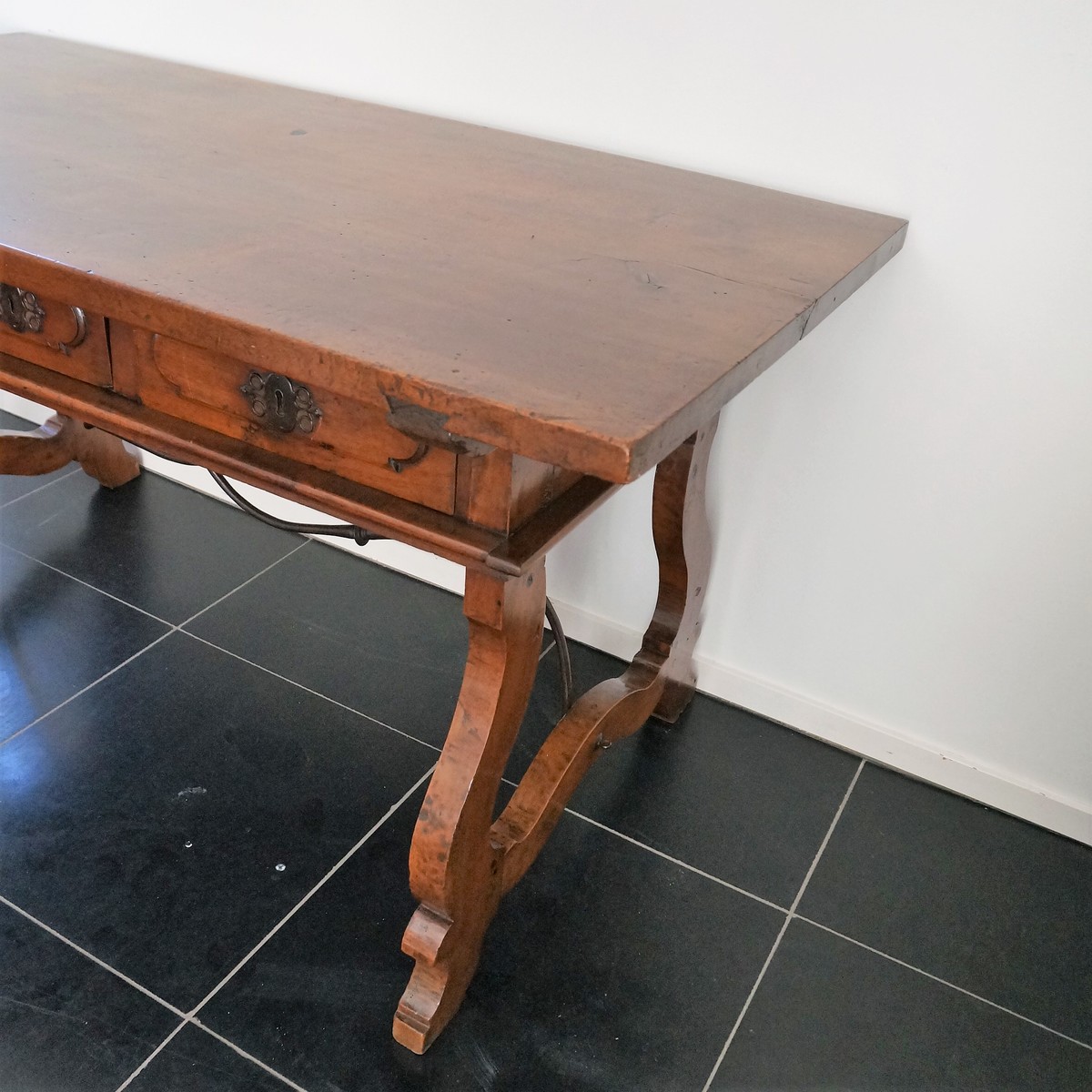 17th century style Spanish Walnut Table With 3 Drawers