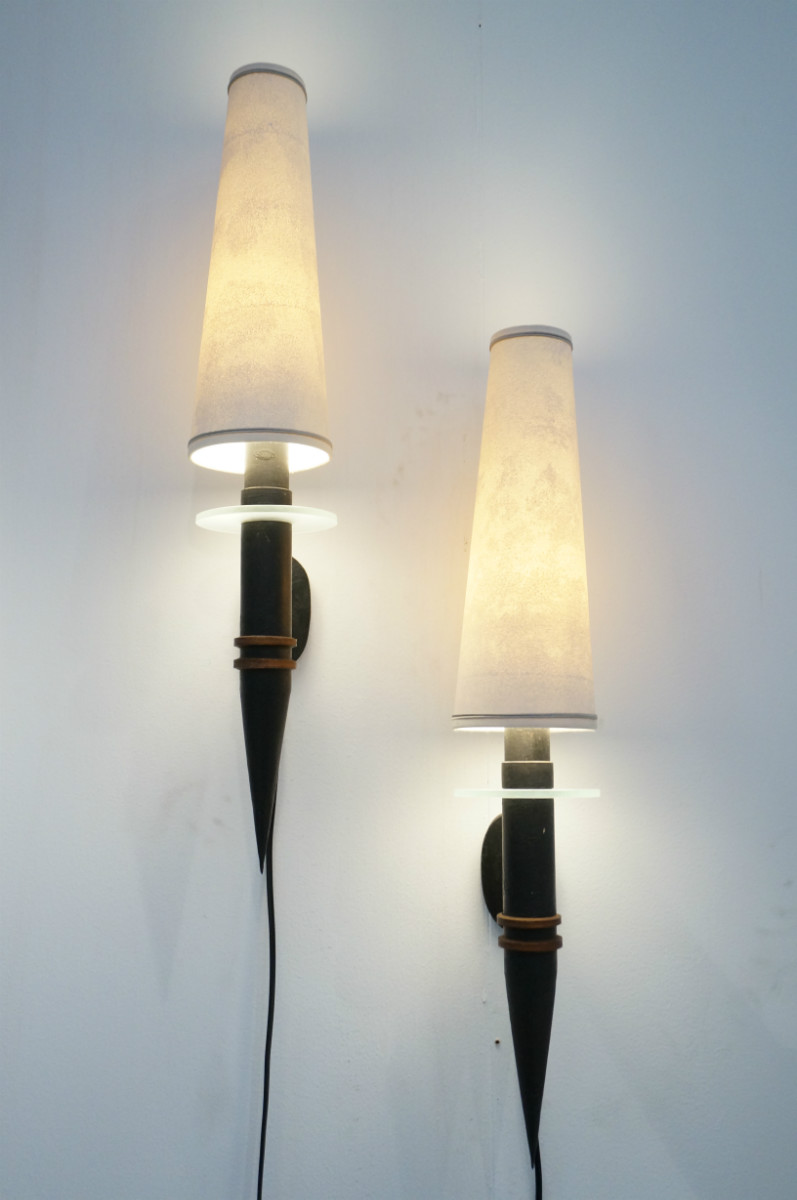 1950 Pair Of Unique French Walllights