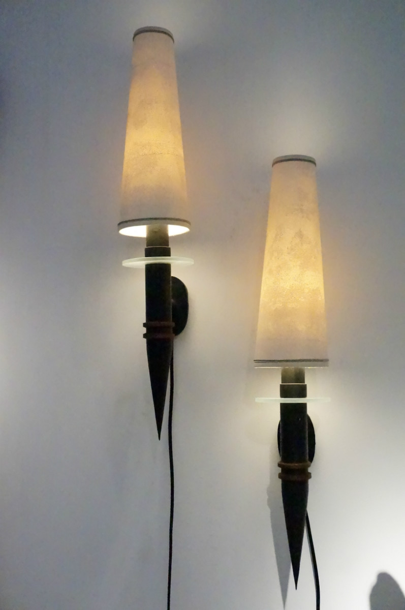 1950 Pair Of Unique French Walllights