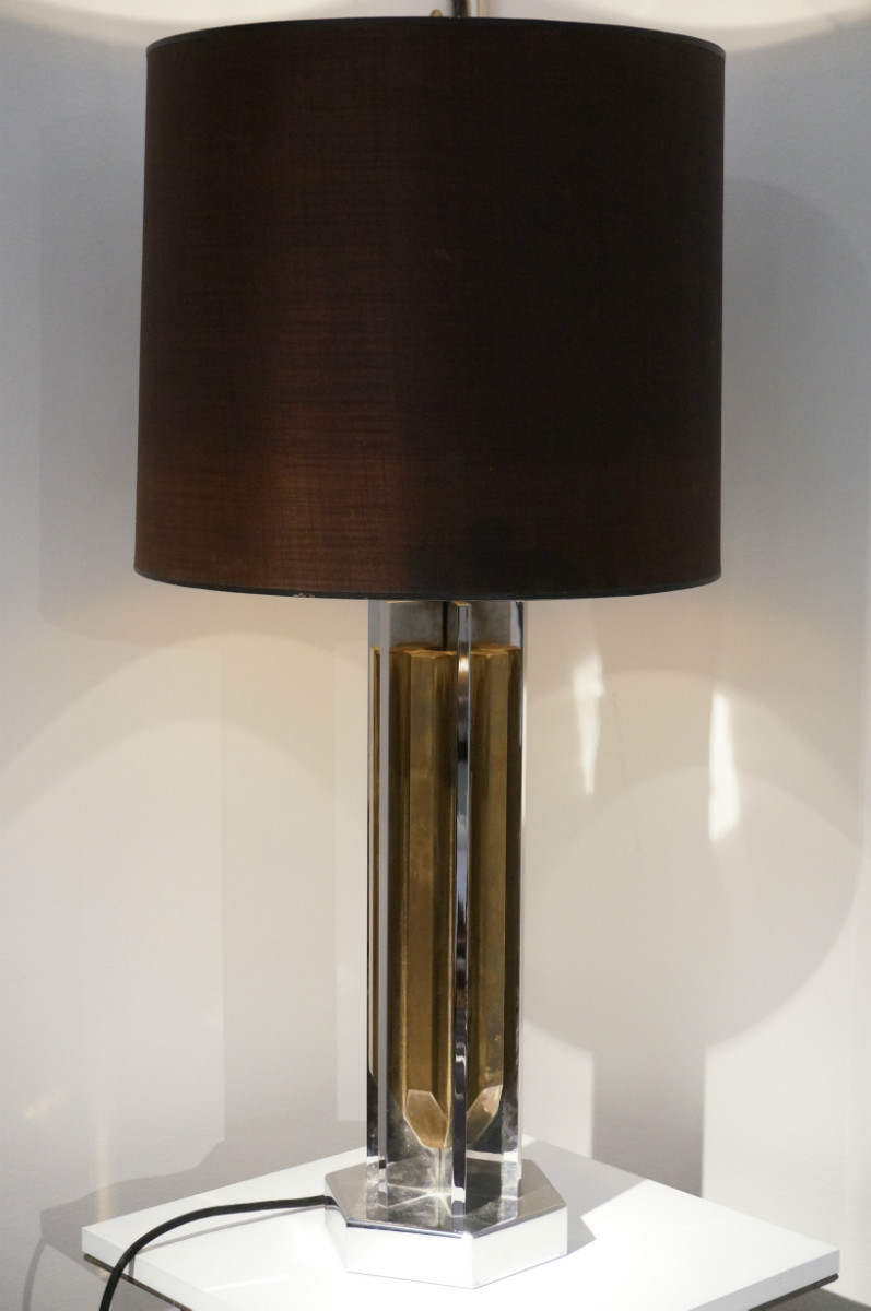 1970 Chrome And Brass Table Lamp