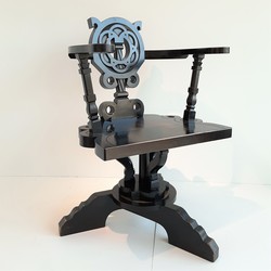 Norwegian Arts & Crafts Swivel Armchair, Deskarmchair Arts & Crafts in ebonised wood, Norwegian 1920