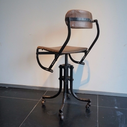 Bienaise Chair 1930 in iron and first simili leather, France