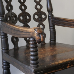Folk Art Monkey Arm Chair country in pine, European +-1900