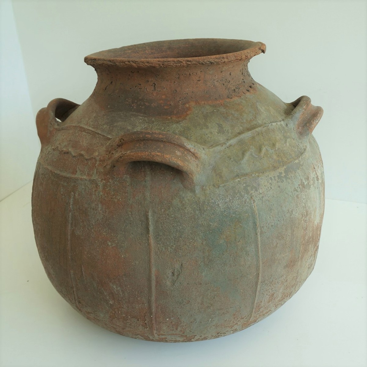 primitive French Dordogne Terracotta Glazed Storage Jar