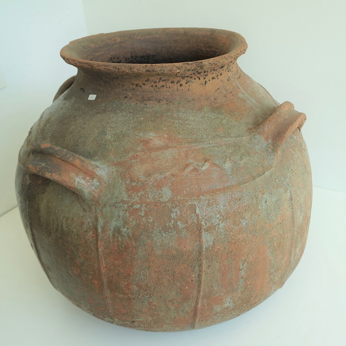 primitive French Dordogne Terracotta Glazed Storage Jar
