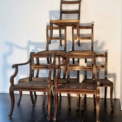 Set Of 8 Regency Simulated Rosewood Chairs regency in beech, England 1820-1830